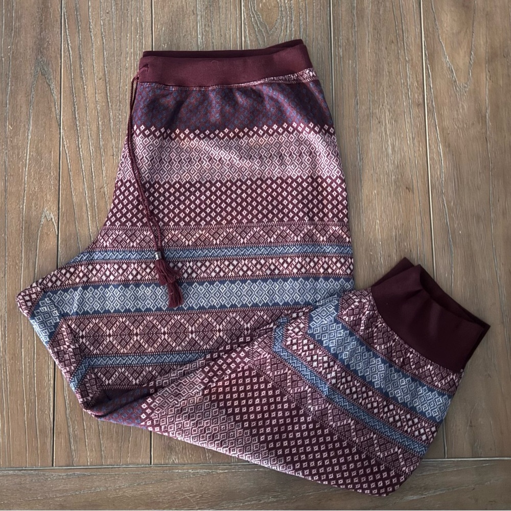 Cacique Burgundy and Blue Patterned Pajama Pants